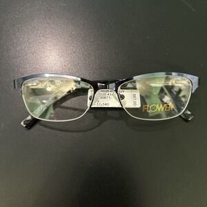 Flower Sally Eyeglasses  54-17-140 FRAMES ONLY Navy Metal Half Rim